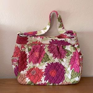 Vera Bradley Floral Pink Quilted Shoulder Bag Snap Closure